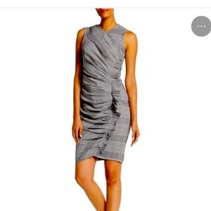 RACHEL Rachel Roy Bodycon Side Ruched Ruffled Sheath Dress asymmetrical